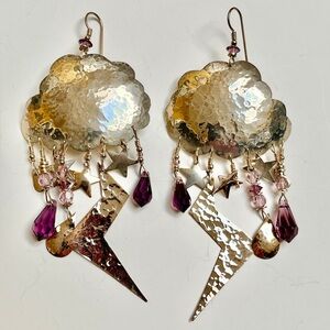 Tabra cosmic cloud sterling silver and amethyst dangle earrings